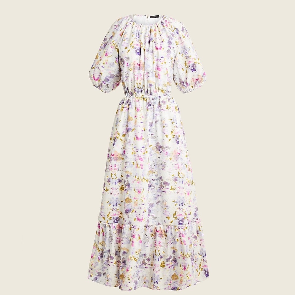 Womens New FLORA OBSCURA X J.CREW SIDE CUTOUT DRESS IN KALEIDOSCOPE FLORAL